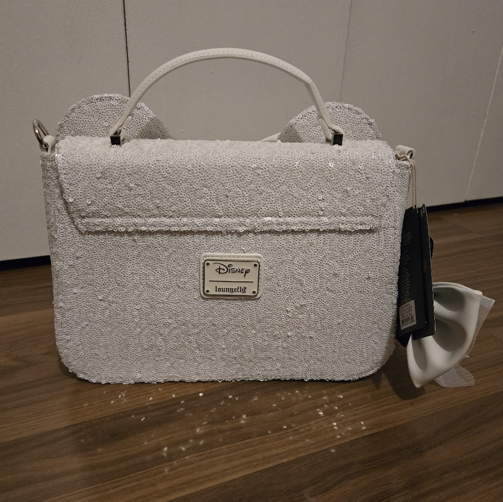 Disney Sequin "Wedding" Minnie Ears Loungefly Crossbody - Picture 3 of 7